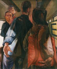 <p>In der Bahn 1, 1986, Öl auf Hartfaser, 170 x 140 cm</p>